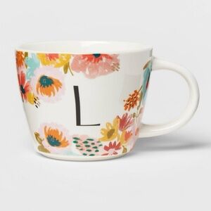 Opalhouse “L” Monogram 16oz Floral Stoneware Mug